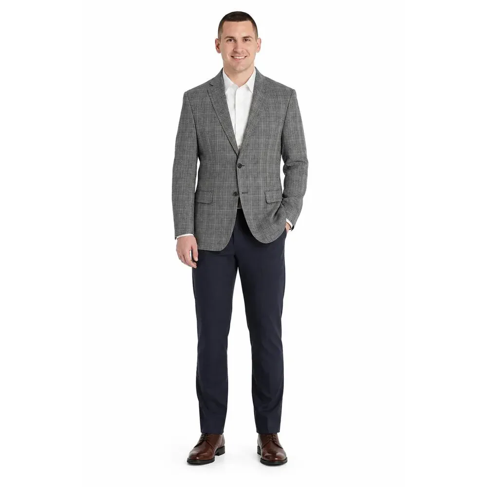 Tallia Verdello Slim-Fit Wool Blend Suit Separate Jacket Cream/Brown Size 36